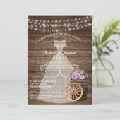 Rustisch Vrijgezellenfeest met houtsdoorn met roze Kaart (Staand voorkant)