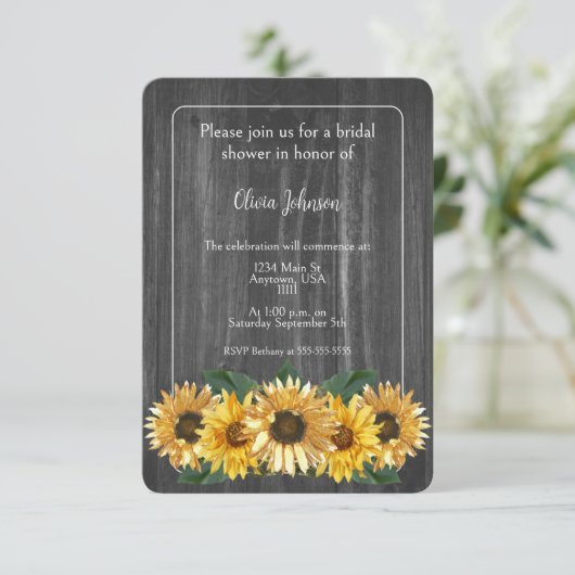 Rustisch Vrijgezellenfeest met zonnebloem Kaart (Staand voorkant)