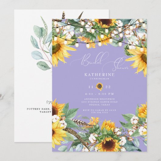 Rustisch Vrijgezellenfeest met zonnebloem Kaart (Voorkant / Achterkant)