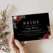 Rustisch Vrijgezellenfeest met zwarte botanische b Kaart