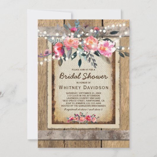 Rustisch Vrijgezellenfeest nodigt uit | Floral Chi Kaart (Voorkant)