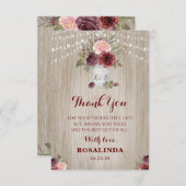 Rustisch Vrijgezellenfeest Rood hout Achtergrond Bedankkaart (Voorkant / Achterkant)