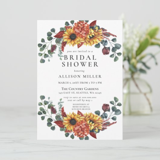 Rustisch Vrijgezellenfeest van Bourgogne zonnebloe Kaart (Staand voorkant)