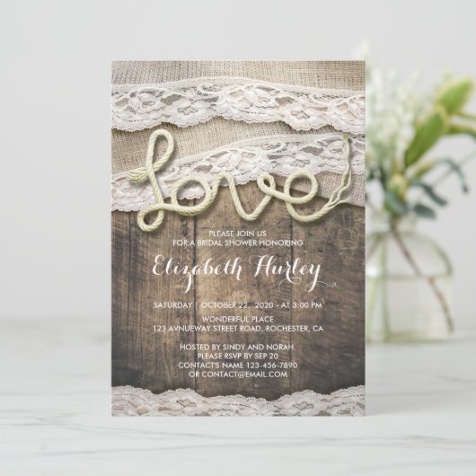 Rustisch Vrijgezellenfeest van de Liefde Rope Burl Kaart (Staand voorkant)