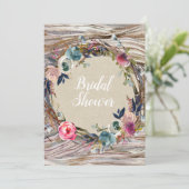 Rustisch Vrijgezellenfeest van Floral Wreath Wood Kaart (Staand voorkant)