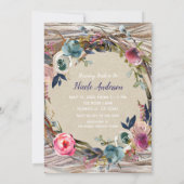 Rustisch Vrijgezellenfeest van Floral Wreath Wood Kaart (Achterkant)