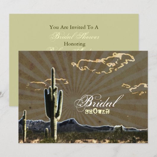 Rustisch vrijgezellenfeest van westerne cactus kaart (Voorkant / Achterkant)