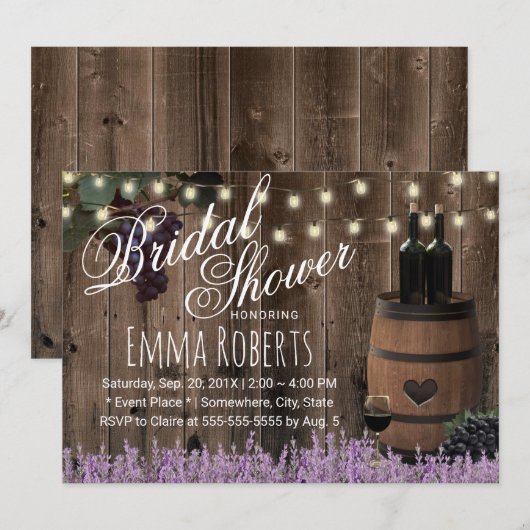 Rustisch Vrijgezellenfeest van wijnstokken met lav Kaart (Voorkant / Achterkant)