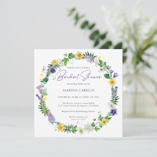 Rustisch Vrijgezellenfeest van wilde bloemen Kaart (Staand voorkant)