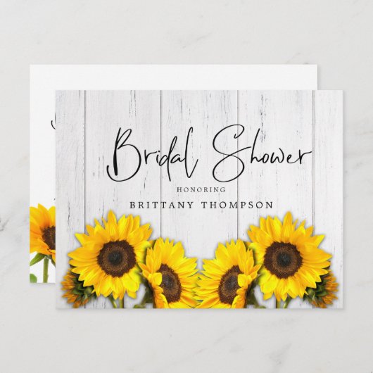 Rustisch Vrijgezellenfeest van zonnebloemhout Uitnodiging Briefkaart (Voorkant / Achterkant)