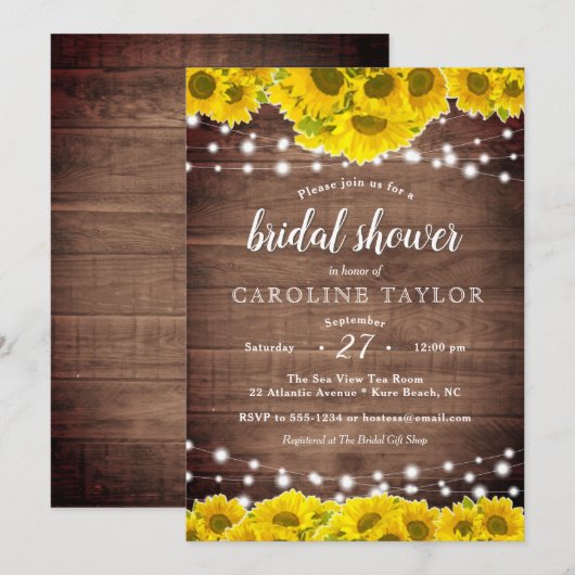 Rustisch Vrijgezellenfeest van zonnebloempjes Kaart (Voorkant / Achterkant)