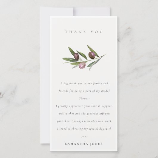 Rustisch Vrijgezellenfeest voor minimale olijfboom Bedankkaart (Voorkant)