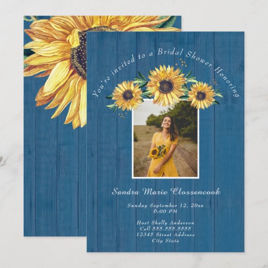 Rustisch Vrijgezellenfeest voor zonnebloemblauw ho Kaart (Voorkant / Achterkant)