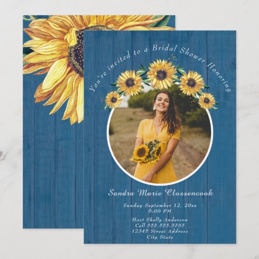 Rustisch Vrijgezellenfeest voor zonnebloemblauw ho Kaart (Voorkant / Achterkant)