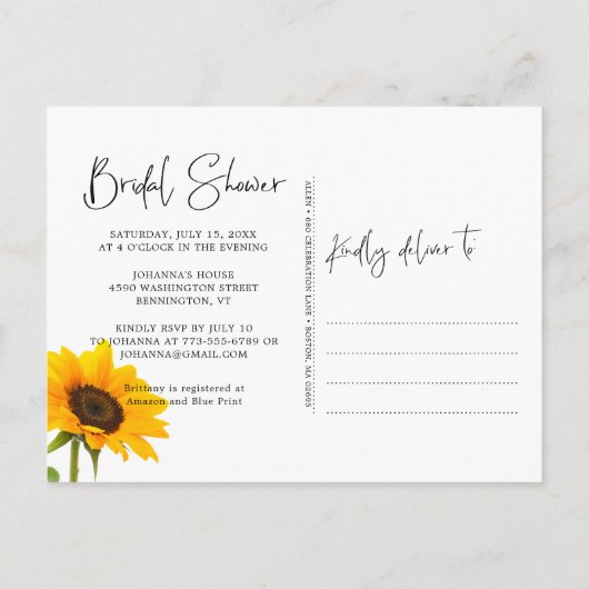 Rustisch Vrijgezellenfeest voor zonnebloemen Uitnodiging Briefkaart (Achterkant)