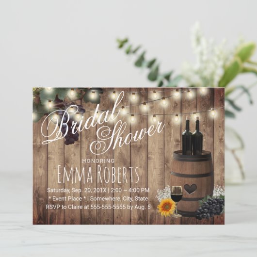 Rustisch Vrijgezellenfeest wijnloop Kaart (Staand voorkant)