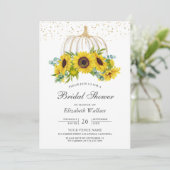 Rustisch Vrijgezellenfeest Witte pompoen Zonnebloe Kaart (Staand voorkant)