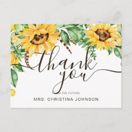 Rustisch Vrijgezellenfeest Zonnebloem Dank u Briefkaart