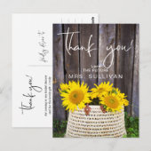 Rustisch Vrijgezellenfeest Zonnebloem Dank u Briefkaart (Voorkant / Achterkant)