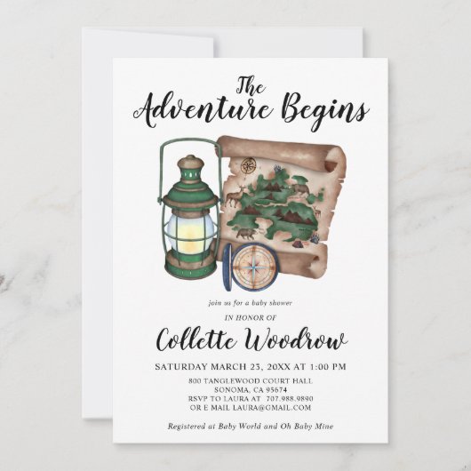 Rustisch Waterverf avontuur begint Baby shower Kaart (Voorkant)