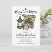 Rustisch Waterverf avontuur begint Baby shower Kaart (Staand voorkant)