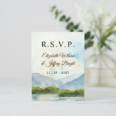 Rustisch Waterverf bergmeer winter RSVP Uitnodiging Briefkaart (Staand voorkant)