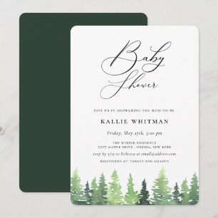 Rustisch Waterverf Forest Baby shower Kaart