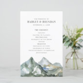Rustisch Waterverf Mountain Forest Wedding Program (Staand voorkant)