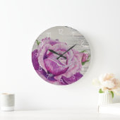 Rustisch Waterverf Paars Roos Grote Klok (Huis)