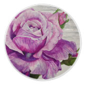Rustisch Waterverf Paars Roos Keramische Knop (Voorkant)