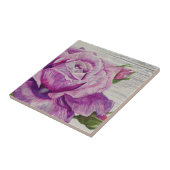 Rustisch Waterverf Paars Roos Tegeltje (Zijkant)