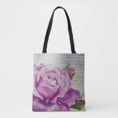 Rustisch Waterverf Paars Roos Tote Bag (Voorkant)