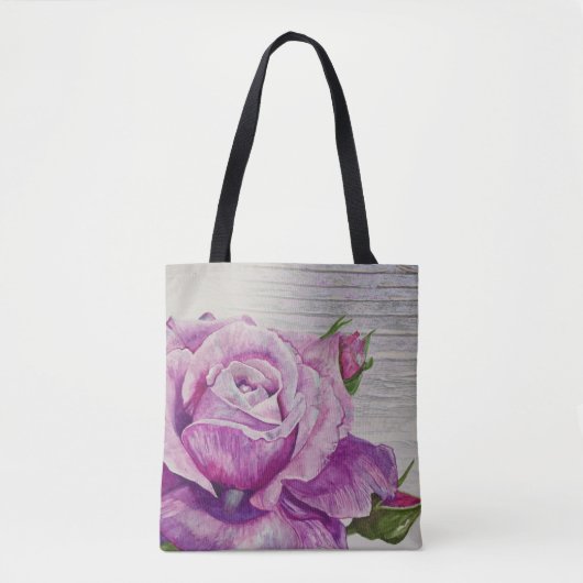 Rustisch Waterverf Paars Roos Tote Bag (Voorkant)