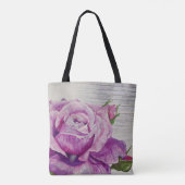 Rustisch Waterverf Paars Roos Tote Bag (Achterkant)