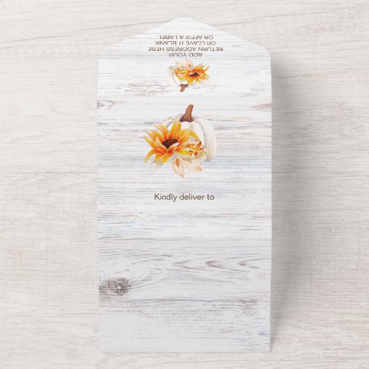 Rustisch Waterverf  Pumpkin Baby shower All In One Uitnodiging (Buitenkant)