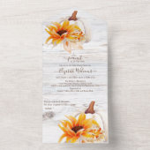 Rustisch Waterverf  Pumpkin Baby shower All In One Uitnodiging (Binnen)