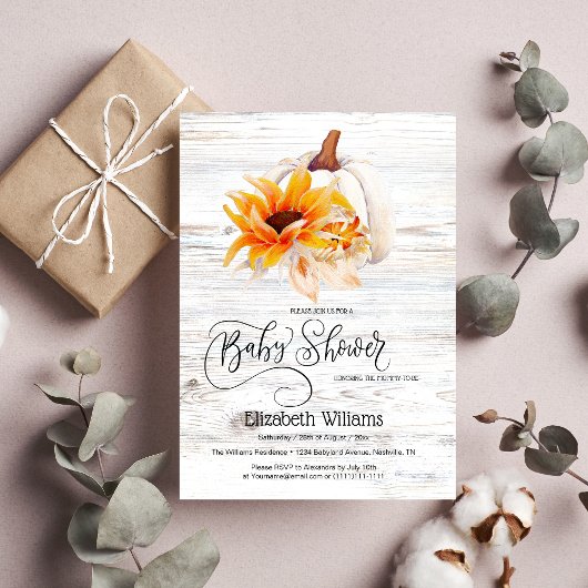 Rustisch Waterverf  Pumpkin Baby shower Kaart