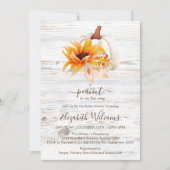 Rustisch Waterverf  Pumpkin Baby shower Kaart (Voorkant)