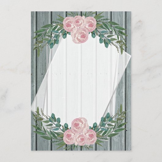 Rustisch Waterverf Roos en Grieks bruiloft Menu (Achterkant)