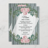 Rustisch Waterverf Roos en Grieks bruiloft Menu (Voorkant / Achterkant)