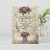 Rustisch Waterverf Roos en Mason Jar Wedding Invit Kaart (Staand voorkant)