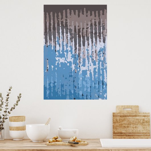 Rustisch Weathered/ Bruin Blauw Poster (Keuken)