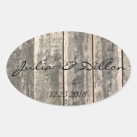 Rustisch Weathered Wood Ovale Sticker (Voorkant)
