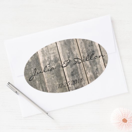 Rustisch Weathered Wood Ovale Sticker (Envelop)