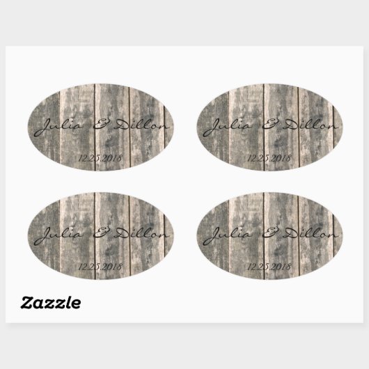Rustisch Weathered Wood Ovale Sticker (Vel)