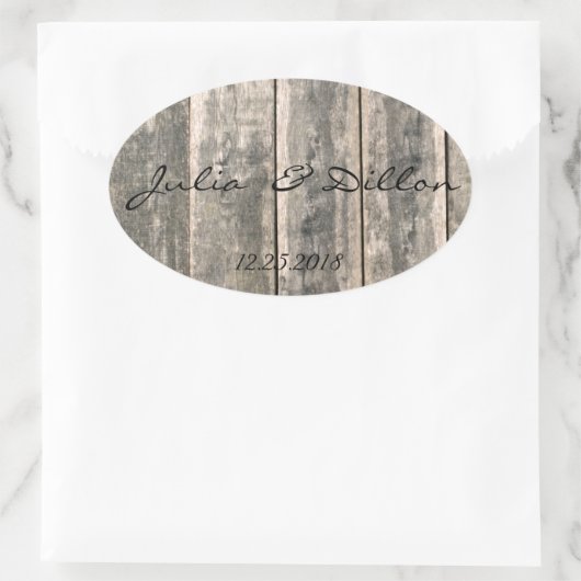 Rustisch Weathered Wood Ovale Sticker (Tas)