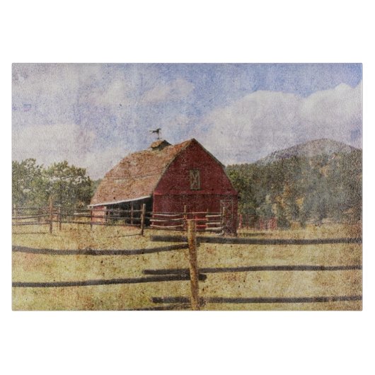 Rustisch Western Boerderij Primitief Rode Barn Snijplank (Voorkant)