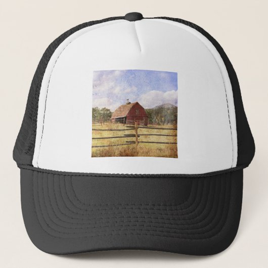 Rustisch Western Boerderij Primitief Rode Barn Trucker Pet (Voorkant)