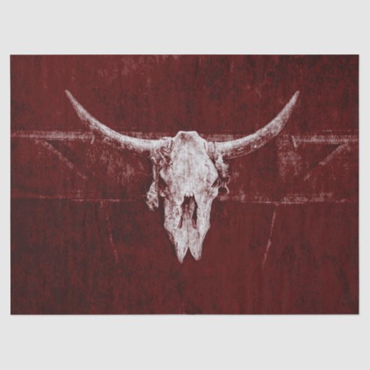 Rustisch Western Bull Land Burgundy Red Old Tissuepapier (Voorkant)