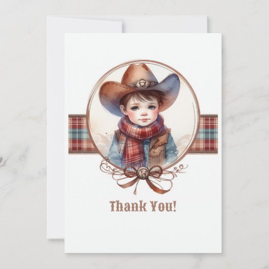 Rustisch Western Cowboy Baby shower Bedankkaart (Voorkant)
